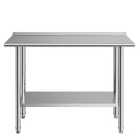 Masă-de-lucru-din-oțel-inoxidabil-122x61x89-cm-cu-bordură-raft-inferior-reglabil-și-5-cârlige