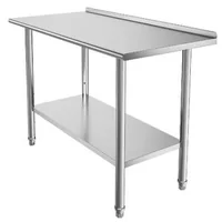 Masă-de-lucru-din-oțel-inoxidabil-122x61x89-cm-cu-bordură-raft-inferior-reglabil-și-5-cârlige