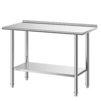 Masă-de-lucru-din-oțel-inoxidabil-122x61x89-cm-cu-bordură-raft-inferior-reglabil-și-5-cârlige