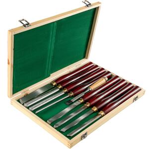 Set-de-dălți-pentru-strunjire-lemn-8-piese-lame-HSS-mânere-din-eucalipt-roșu-lungime-totală-41-cm