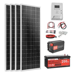 Sistem-solar-400W-12V-4-panouri-monocristaline-de-100W-baterie-LiFePO4-12-8V-200Ah-controler-MPPT-40A-invertor-2000W