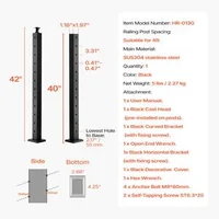 Stâlp-pentru-balustradă-cu-cablu-pentru-scări-107-cm-secțiune-2-5x5-cm-găuri-la-30-de-grade-din-oțel-inoxidabil-negru-1-bucată