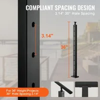 Stâlp-pentru-balustradă-cu-cablu-pentru-scări-91-cm-secțiune-2-5x5-cm-găuri-la-30-de-grade-din-oțel-inoxidabil-negru-1-bucată