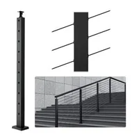 Stâlp-pentru-balustradă-cu-cablu-pentru-scări-91-cm-secțiune-2-5x5-cm-găuri-la-30-de-grade-din-oțel-inoxidabil-negru-1-bucată