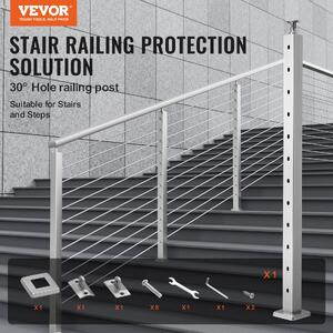 Stâlp-pentru-balustradă-cu-cabluri-pentru-scări-107-cm-secțiune-5x5-cm-găuri-la-30-grade-oțel-inoxidabil-argintiu-HR-005