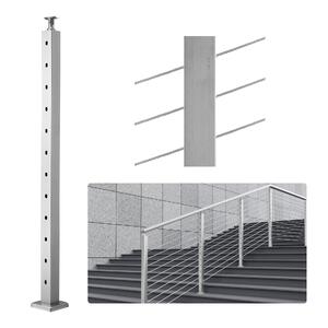 Stâlp-pentru-balustradă-cu-cabluri-pentru-scări-107-cm-secțiune-5x5-cm-găuri-la-30-grade-oțel-inoxidabil-argintiu-HR-005