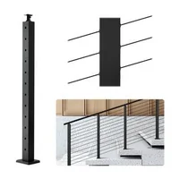 Stâlp-pentru-balustradă-de-cablu-pentru-scări-107-cm-secțiune-5x5-cm-deschideri-la-30-de-grade-oțel-inoxidabil-negru-HR-006G