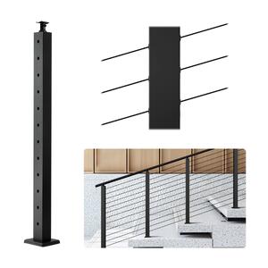 Stâlp-pentru-balustradă-de-cablu-pentru-scări-107-cm-secțiune-5x5-cm-deschideri-la-30-de-grade-oțel-inoxidabil-negru-HR-006G