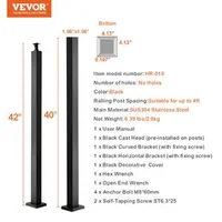 Stâlp-pentru-balustradă-cu-cabluri-107-cm-secțiune-5x5-cm-fără-găuri-oțel-inoxidabil-SUS304-finisaj-periat-negru