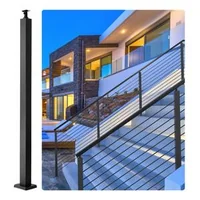 Stâlp-pentru-balustradă-cu-cabluri-107-cm-secțiune-5x5-cm-fără-găuri-oțel-inoxidabil-SUS304-finisaj-periat-negru