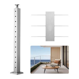 Stâlp-pentru-balustradă-cu-cablu-107-cm-secțiune-5x5-cm-cu-găuri-orizontale-preforate-argintiu