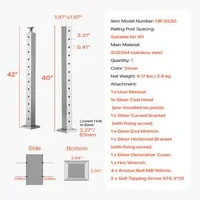 Stâlp-pentru-balustradă-cu-cablu-107-cm-secțiune-5x5-cm-cu-găuri-orizontale-preforate-argintiu