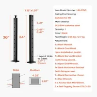 Stâlp-pentru-balustradă-cu-cabluri-91-cm-secțiune-2-5x5-cm-cu-găuri-preforate-înclinate-la-30-negru