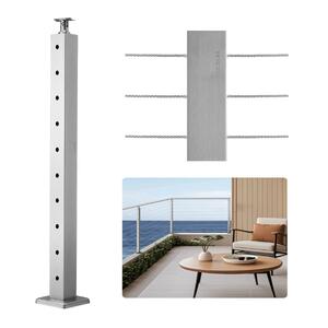 Stâlp-de-balustradă-cu-cabluri-91-cm-secțiune-5x5-cm-cu-găuri-preforate-orizontale-argintiu