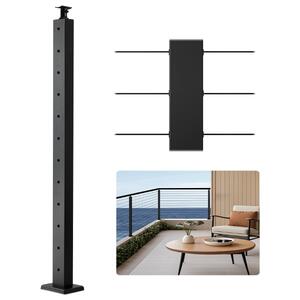 Stâlp-pentru-balustradă-din-cablu-107-cm-secțiune-5x5-cm-găuri-preforate-negru-1-buc