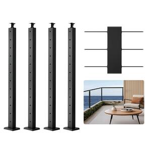 Stâlp-pentru-balustradă-cu-cabluri-107-cm-secțiune-5x5-cm-orificii-orizontale-negru-set-de-4-buc