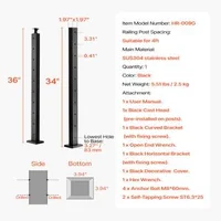 Stâlp-pentru-balustradă-cu-cabluri-91-cm-secțiune-5x5-cm-orificii-orizontale-negru-1-buc