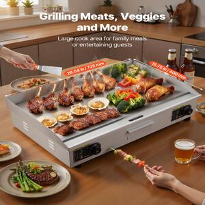 Grătar-electric-profesional-725x400-mm-4400W-placă-netedă-temperatură-reglabilă-50-300-C-oțel-inoxidabil