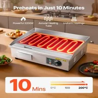 Grătar-electric-profesional-535x300-mm-3200W-placă-netedă-temperatură-reglabilă-50-300-C-oțel-inoxidabil