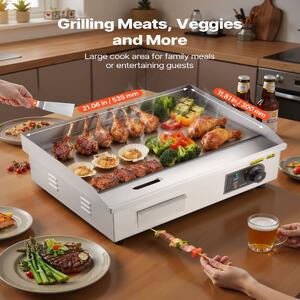 Grătar-electric-profesional-535x300-mm-3200W-placă-netedă-temperatură-reglabilă-50-300-C-oțel-inoxidabil