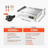 Grătar-electric-profesional-535x300-mm-3200W-placă-netedă-temperatură-reglabilă-50-300-C-oțel-inoxidabil