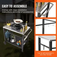 Cărucior-mobil-pentru-grătar-100x64x83-5-cm-cu-blat-din-oțel-inoxidabil-85x55-cm-cu-două-etaje-2-roți-și-4-cârlige