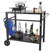 Cărucior-mobil-pentru-grătar-100x64x83-5-cm-cu-blat-din-oțel-negru-de-85x55-cm-două-niveluri-covoraș-PVC-și-2-roți