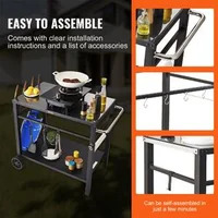 Cărucior-mobil-pentru-grătar-100x64x83-5-cm-cu-blat-din-oțel-negru-de-85x55-cm-două-niveluri-covoraș-PVC-și-2-roți