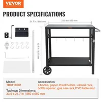 Cărucior-mobil-pentru-grătar-100x64x83-5-cm-cu-blat-din-oțel-negru-de-85x55-cm-două-niveluri-covoraș-PVC-și-2-roți