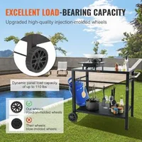 Cărucior-mobil-pentru-grătar-100x64x83-5-cm-cu-blat-din-oțel-negru-de-85x55-cm-două-niveluri-covoraș-PVC-și-2-roți
