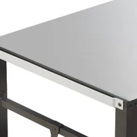 Cărucior-mobil-pentru-grătar-100x64x83-5-cm-cu-blat-din-oțel-negru-de-85x55-cm-două-niveluri-covoraș-PVC-și-2-roți