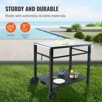 Cărucior-mobil-pentru-grătar-100x64x83-5-cm-cu-blat-din-oțel-negru-de-85x55-cm-două-niveluri-covoraș-PVC-și-2-roți