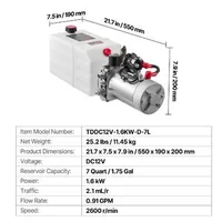 Stație-de-pompare-hidraulică-6-6-l-acționare-simplă-DC-12V-1-6-kW-22-MPa-3-4-l-min