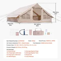 Cort-gonflabil-de-camping-4x3x2-m-pentru-5-8-persoane-300D-Oxford-PU3000-horn-pentru-sobă-2-uși-și-4-ferestre
