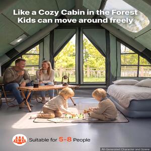 Cort-gonflabil-de-camping-4x3x2-m-pentru-5-8-persoane-Oxford-420D-cu-trapă-orificiu-pentru-sobă-și-pompă-manuală