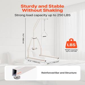 Trapez-pentru-pat-cu-clemă-și-suport-de-podea-oțel-Q195-lanț-reglabil-capacitate-de-113-kg-1050-x-730-x-1880-mm