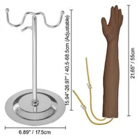 Set-de-puncție-venoasă-cu-braț-de-antrenament-ton-închis-al-pielii-stativ-metalic-40-5-68-5-cm-braț-55-cm-cu-geantă-și-accesorii-complete