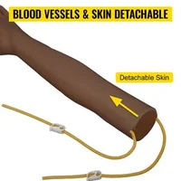 Set-de-puncție-venoasă-cu-braț-de-antrenament-ton-închis-al-pielii-stativ-metalic-40-5-68-5-cm-braț-55-cm-cu-geantă-și-accesorii-complete