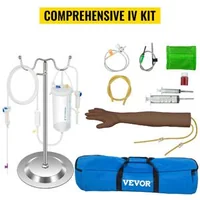 Set-de-puncție-venoasă-cu-braț-de-antrenament-ton-închis-al-pielii-stativ-metalic-40-5-68-5-cm-braț-55-cm-cu-geantă-și-accesorii-complete