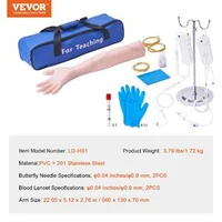 Set-de-puncție-venoasă-cu-braț-de-antrenament-560-x-130-x-70-mm-PVC-și-oțel-201-ace-tip-fluture-și-lancete-Ø0-9-mm-geantă