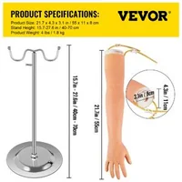 Set-de-puncție-venoasă-cu-braț-de-antrenament-55-x-11-x-8-cm-vase-de-sânge-din-latex-stativ-din-oțel-40-70-cm-cu-geantă