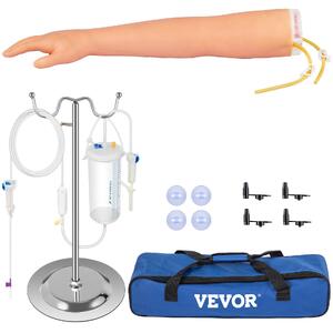 Set-de-puncție-venoasă-cu-braț-de-antrenament-55-x-11-x-8-cm-vase-de-sânge-din-latex-stativ-din-oțel-40-70-cm-cu-geantă