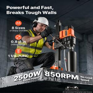 Mașină-diamantată-pentru-găurire-cu-carote-20-202-mm-2500-W-max-3500-W-850-rpm-8-carotieri-cu-burghie-diamantate-stativ-pe-roți