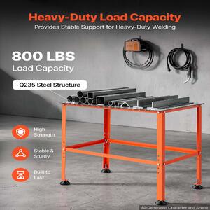 Masă-de-sudură-910-x-610-mm-capacitate-portantă-363-kg-oțel-Q235-orificii-pentru-cleme-16-mm-patru-picioare