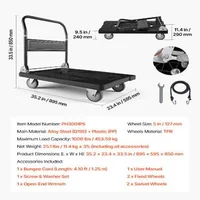 Cărucior-platformă-pliabilă-453-59-kg-platformă-895-x-595-mm-roți-pivotante-127-mm-înălțime-pliată-290-mm