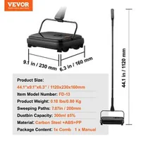 Mătură-manuală-pentru-covoare-și-suprafețe-dure-lățime-de-lucru-de-20-cm-rezervor-de-300-ml-cap-rotativ-180-fără-alimentare-cu-pieptene