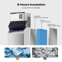 Generator-profesional-de-gheață-136-kg-24-h-cu-buncăr-136-kg-132-forme-pentru-gheață-ecran-tactil-autocurățare-pentru-bar-și-restaurant
