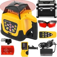 Nivelator-laser-rotativ-100-m-rază-roșie-635-nm-cu-receptor-telecomandă-și-geantă-fără-trepied-și-riglă-funcționare-18-h