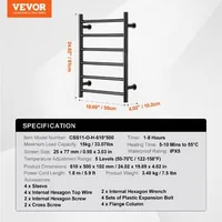 Suport-electric-de-uscare-încălzit-pentru-prosoape-cu-șase-bare-610-x-500-x-102-mm-negru-afișaj-LED-5-trepte-50-70-C-temporizator-1-8-h-IPX5