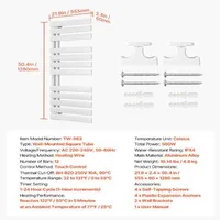 Racord-electric-de-încălzire-pentru-prosoape-cu-12-bare-aliaj-de-aluminiu-555-x-1280-mm-ecran-tactil-temperatură-reglabilă-0-55-C-temporizator-1-24-h-IPX4